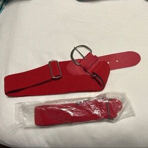 Softball Red Women's Belt with Silver Buckle